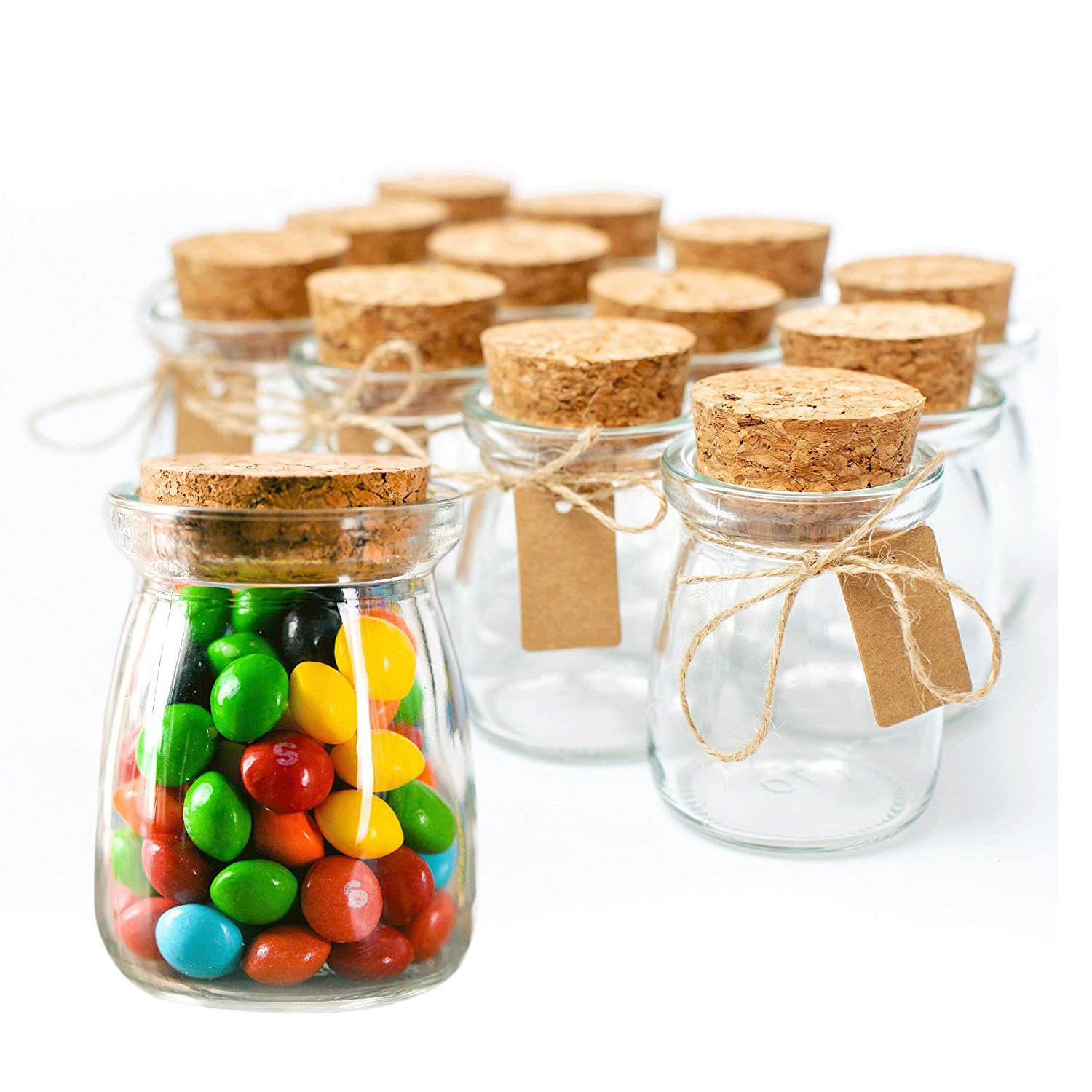 Mini Yogurt Jars 7 oz Glass Favor Jars with Cork Lids Glass Pudding jars Glass Containers with Lids Wedding