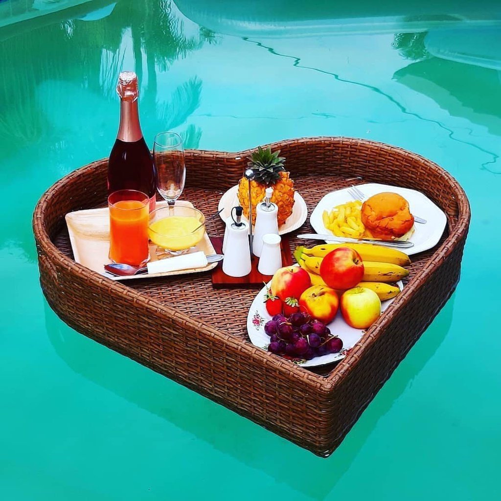 Hot Coming Summer Rattan Floating Tray Float Tray Is used to Serve Breakfast in Swimming Pool Made In Vietnam Akina