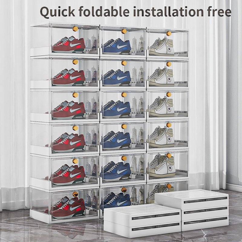 Foldable Plastic Shoe Storage Box 10pcs Foldable Organizer Clear Collapsible Plastic Storage Boxes & Bins