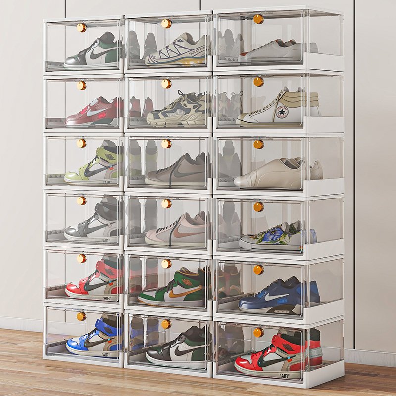 Foldable Plastic Shoe Storage Box 10pcs Foldable Organizer Clear Collapsible Plastic Storage Boxes & Bins