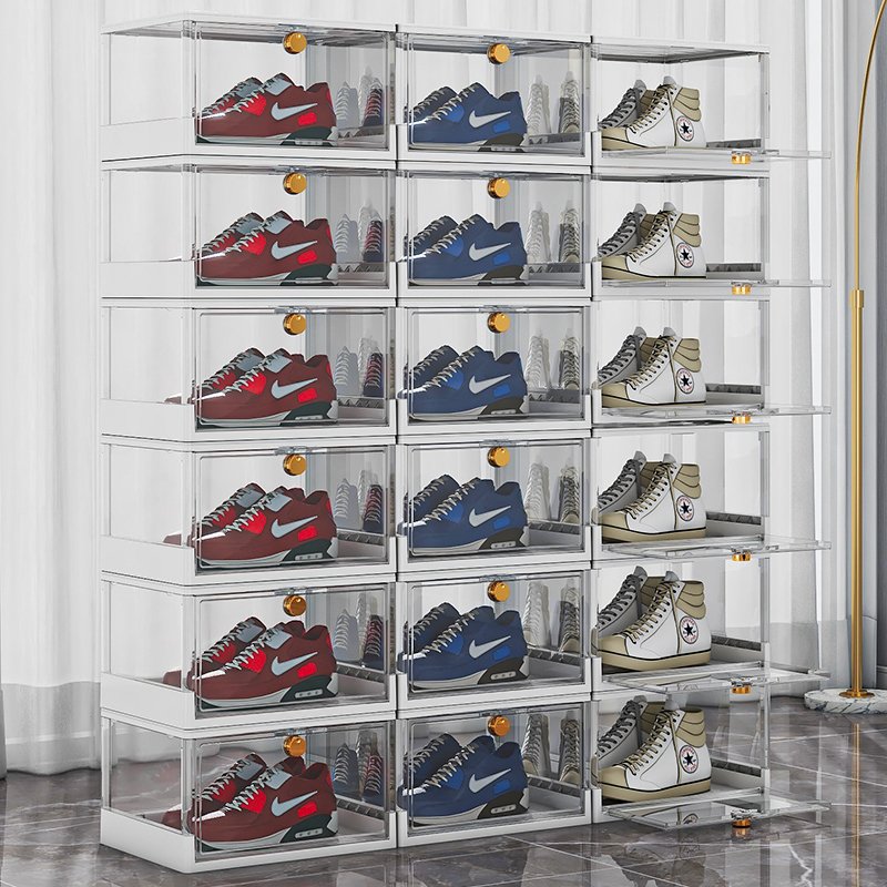 Foldable Plastic Shoe Storage Box 10pcs Foldable Organizer Clear Collapsible Plastic Storage Boxes & Bins