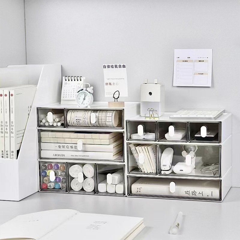 Detachable Makeup Storage Office Stationery Supplies Desktop Organizer for Office School Plastic Desktop Drawer Storage Box