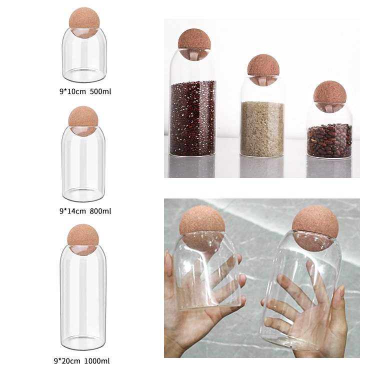 Factory Sale Glass Bottle with Bamboo Lid Food Storage Jars Containers for Kitchen