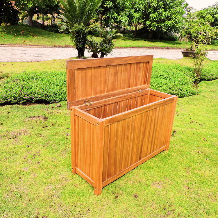 High Grade Cushion Box Acacia Wood Patio Outdoor Wooden Garden Storage Outdoor Storage Box Vietnamese Supplier