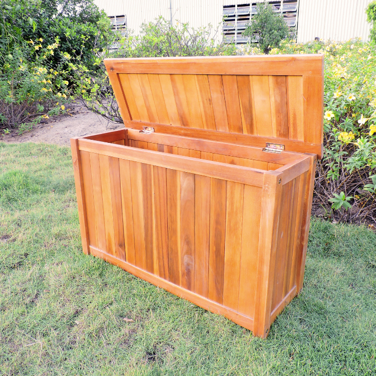 High Grade Cushion Box Acacia Wood Patio Outdoor Wooden Garden Storage Outdoor Storage Box Vietnamese Supplier