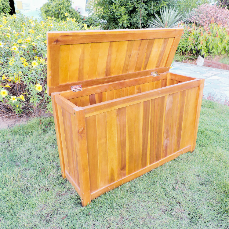 High Grade Cushion Box Acacia Wood Patio Outdoor Wooden Garden Storage Outdoor Storage Box Vietnamese Supplier