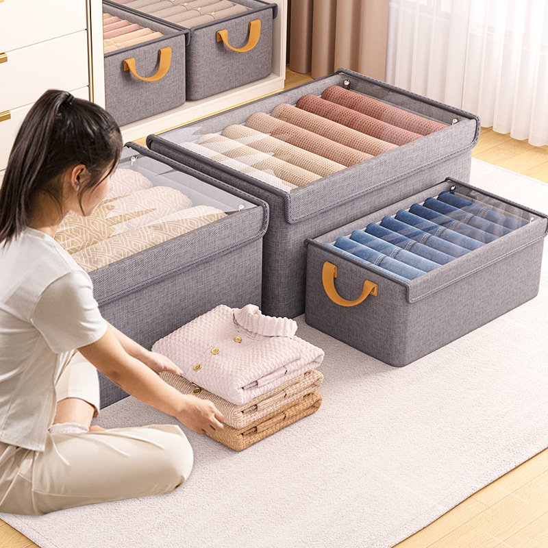 China Factory Wholesale 2024 New Foldable Drawer Organizer Clothes Separated Storage Box Jeans Organizer For Closet