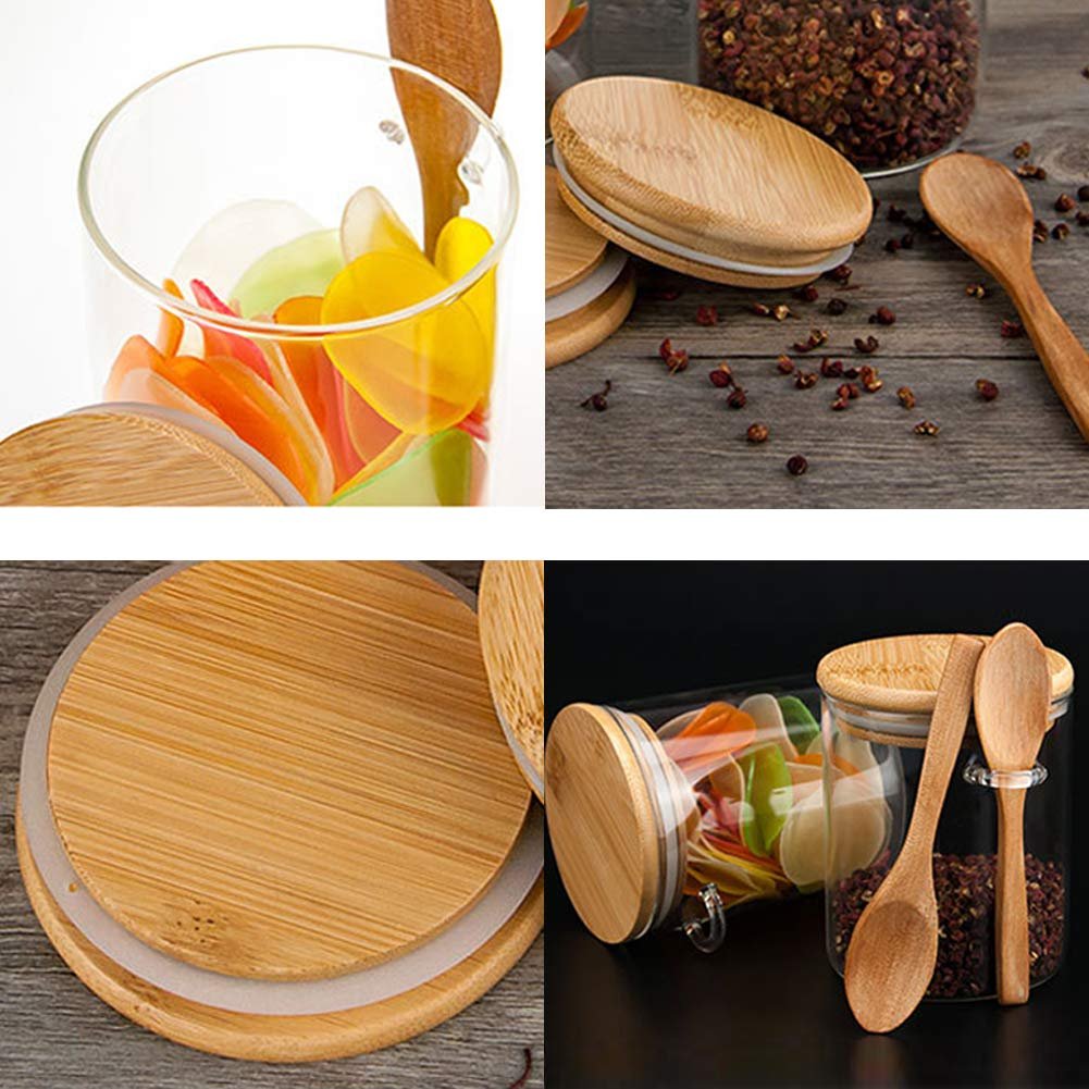 cereal breakfast cup borosilicate glass jar with bamboo lid and spoon glass storage food coffee spice jar