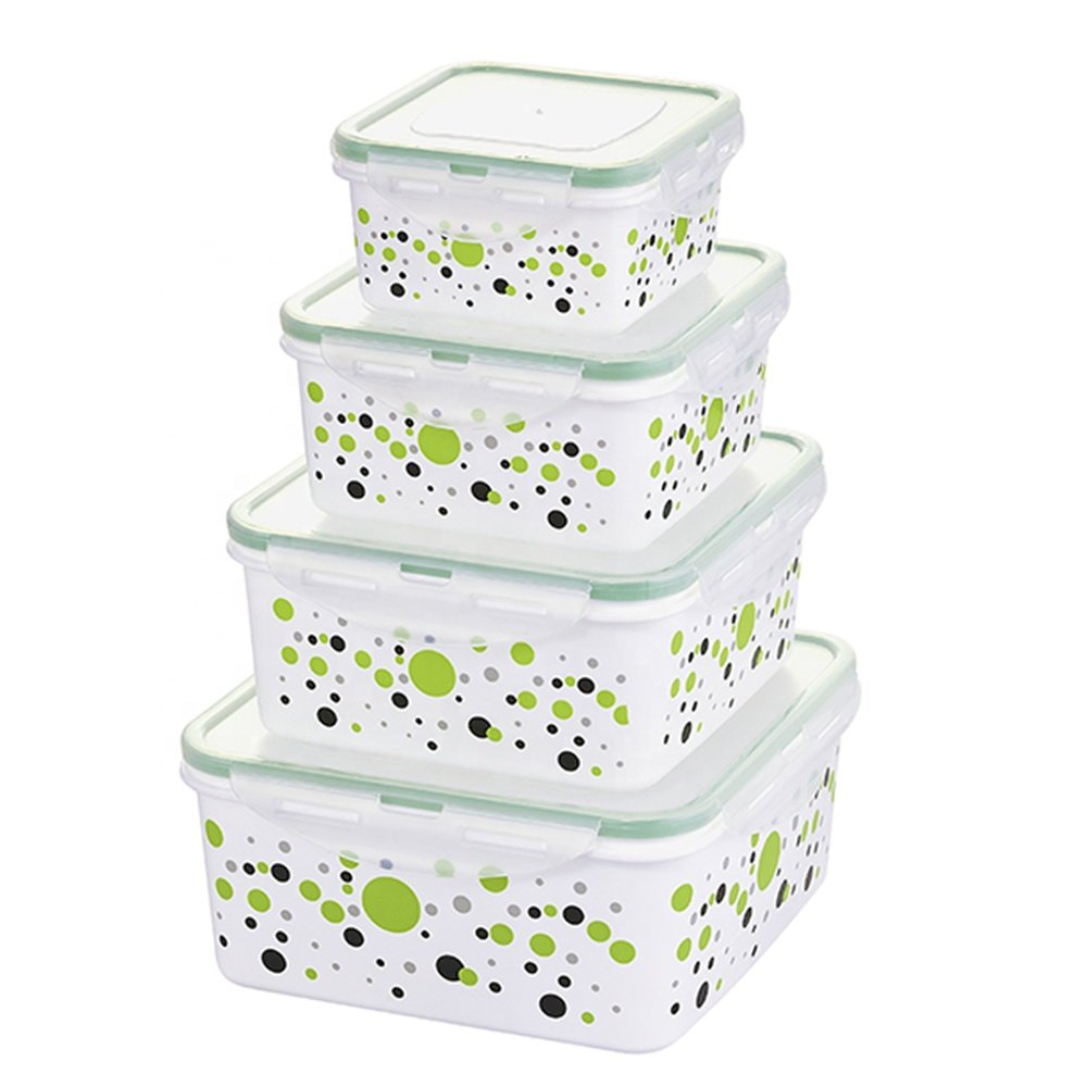 Popular 4 pcs custom print small plastic food container set