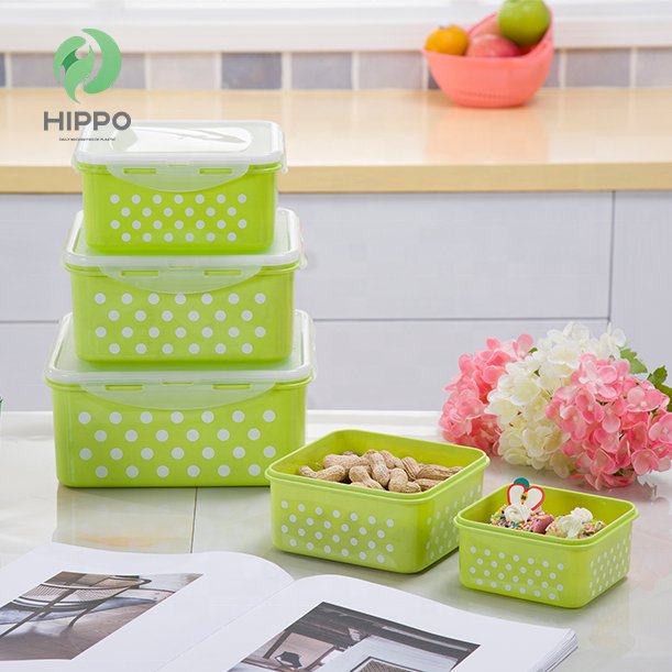 Popular 4 pcs custom print small plastic food container set