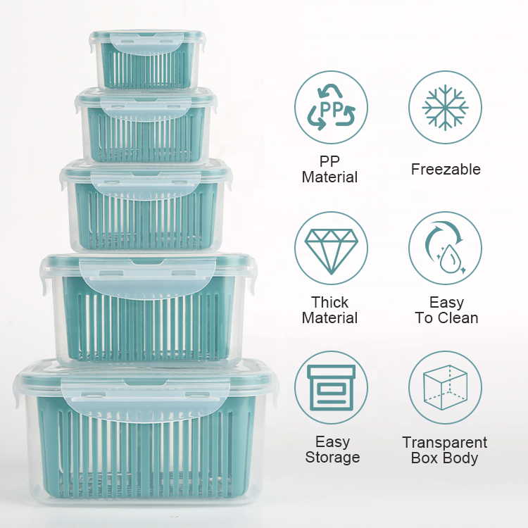 Gloway Kitchen Food Storage 5 Spec. Plastic Stackable Fruit And Vegetable Storage Container Refrigerator Organizer Bins Basket
