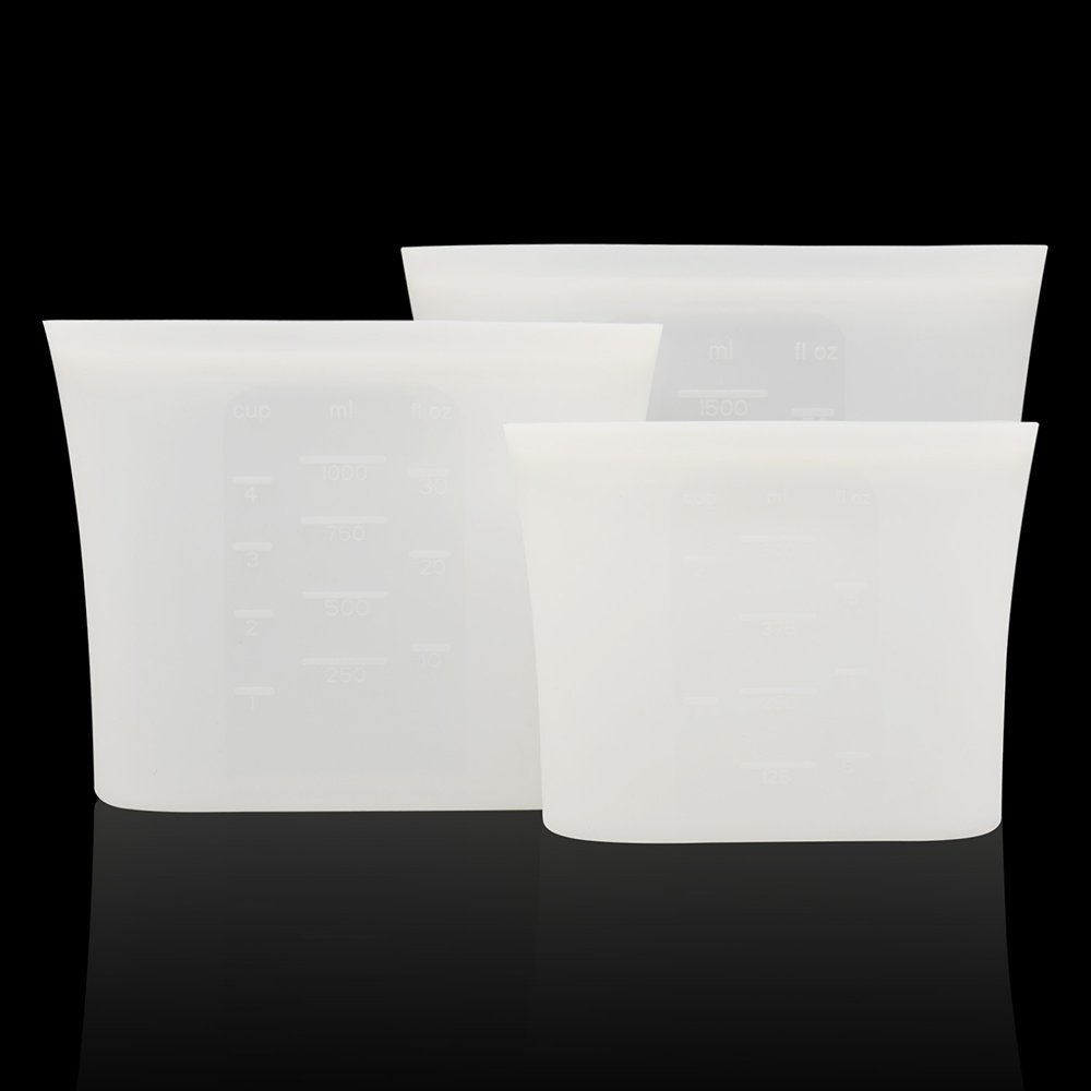 Custom Logo Printed Transparent Silicone Lunch Pouch Waterproof Ziplock Frozen Food Grade Bag Zip Lock Saver Bags for Food