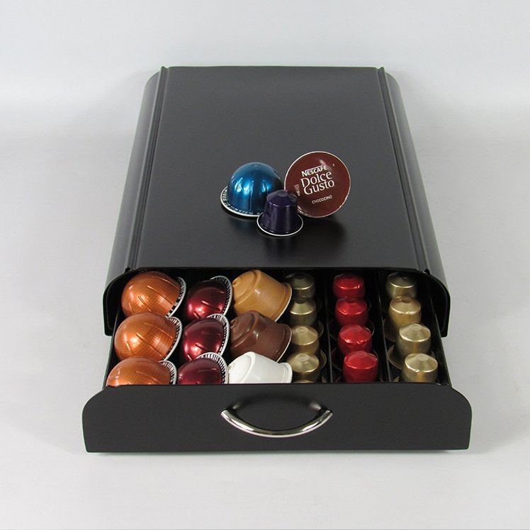 50pcs Multi-Functional Metal Coffee Pod Drawer Steel Kitchen Storage Box Packaged Home Compatible Dolce Gusto Vertuoline