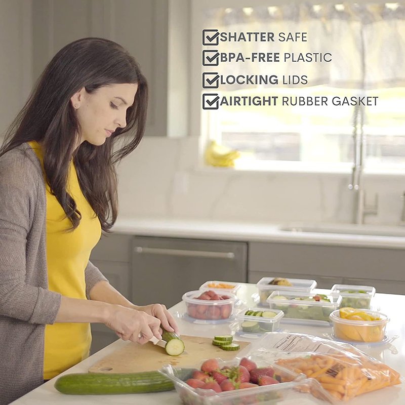 34PCS/Set BPA Free Microwave Refrigerator Organizer Set Plastic With Lids Kitchen Food Storage Container