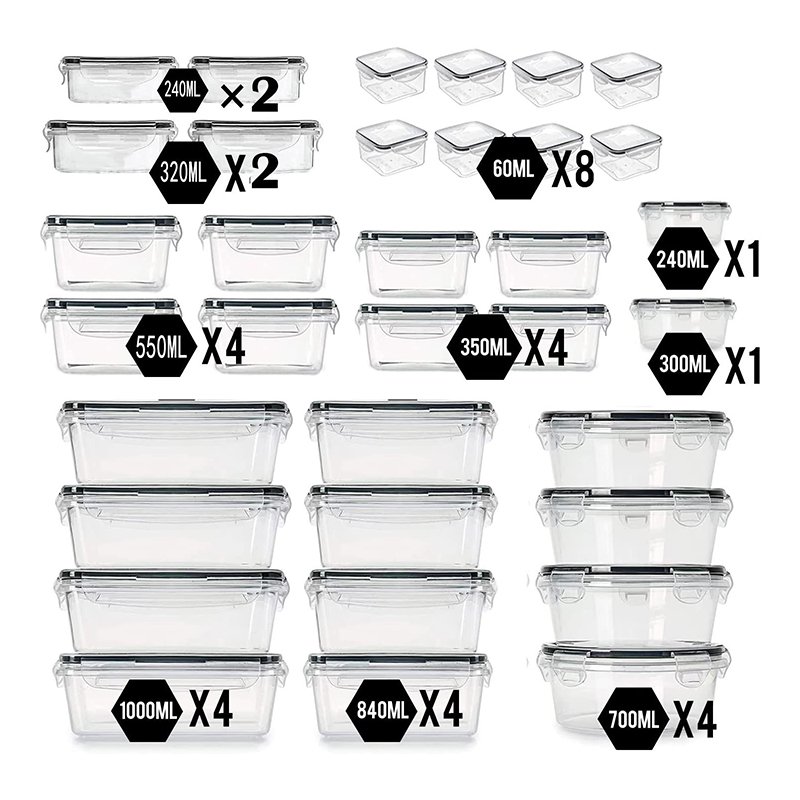 34PCS/Set BPA Free Microwave Refrigerator Organizer Set Plastic With Lids Kitchen Food Storage Container