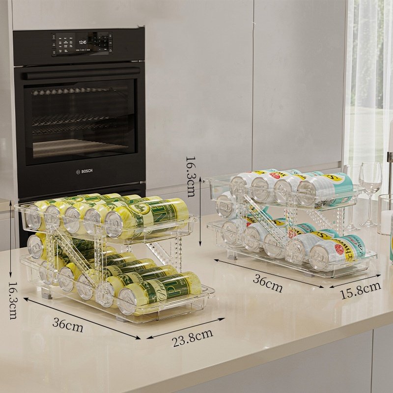 Wholesale Retractable Beverage Storage Box Automatic Filling Transparent Double-layer Storage Rack Refrigerator Cola Storage Box