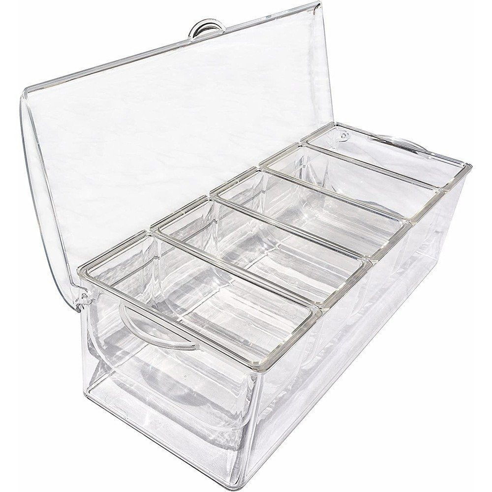 Chilled Garnish Tray Bar Caddy Ice-Cooled Condiment Serving Container for Food