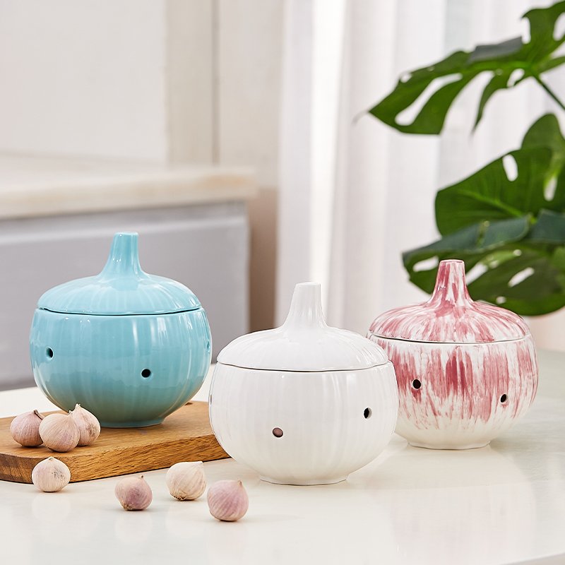 Custom Logo Modern Dry Food Storage Garlic Jar Novelty Kitchen Storage Canister Set with lid