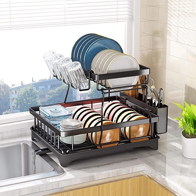 Water filter kitchen dish rack countertop dish drain rack household multifunctional sink dry dishes and chopsticks storage box