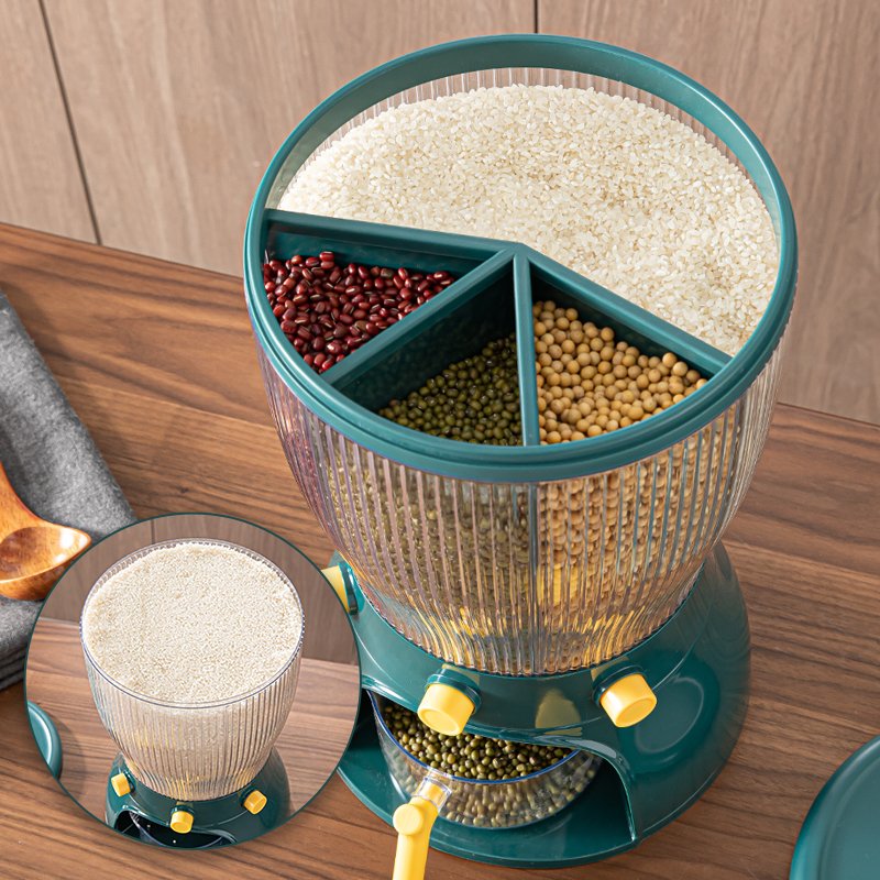 AU CAT Kitchen Storage box rice dispenser food storage & container Rotating Sealed Rice Bucket Household Grain Storage Box