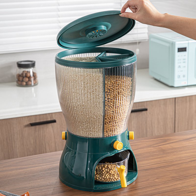 AU CAT Kitchen Storage box rice dispenser food storage & container Rotating Sealed Rice Bucket Household Grain Storage Box