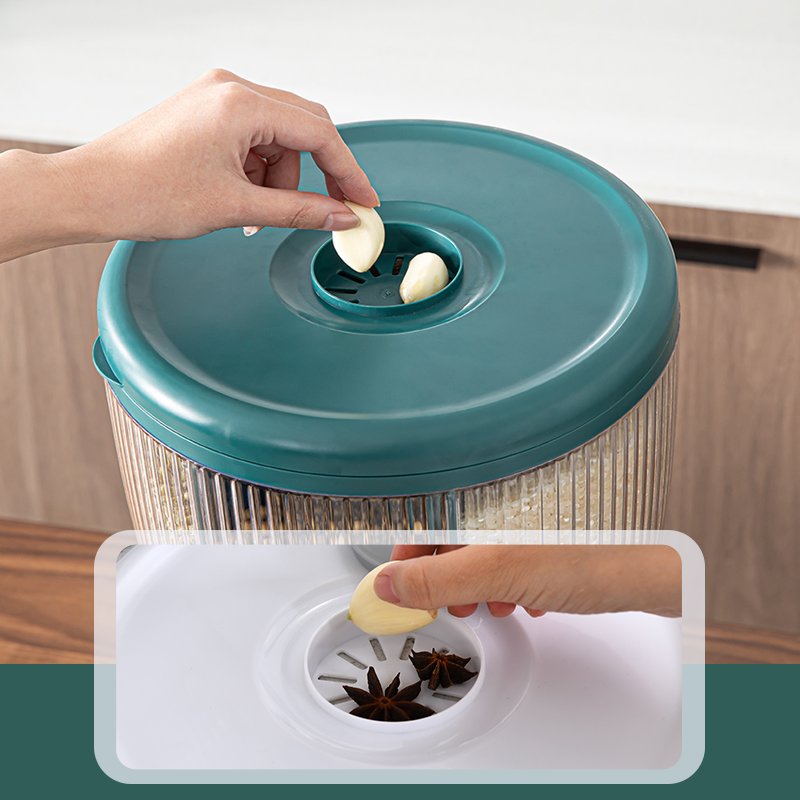 AU CAT Kitchen Storage box rice dispenser food storage & container Rotating Sealed Rice Bucket Household Grain Storage Box