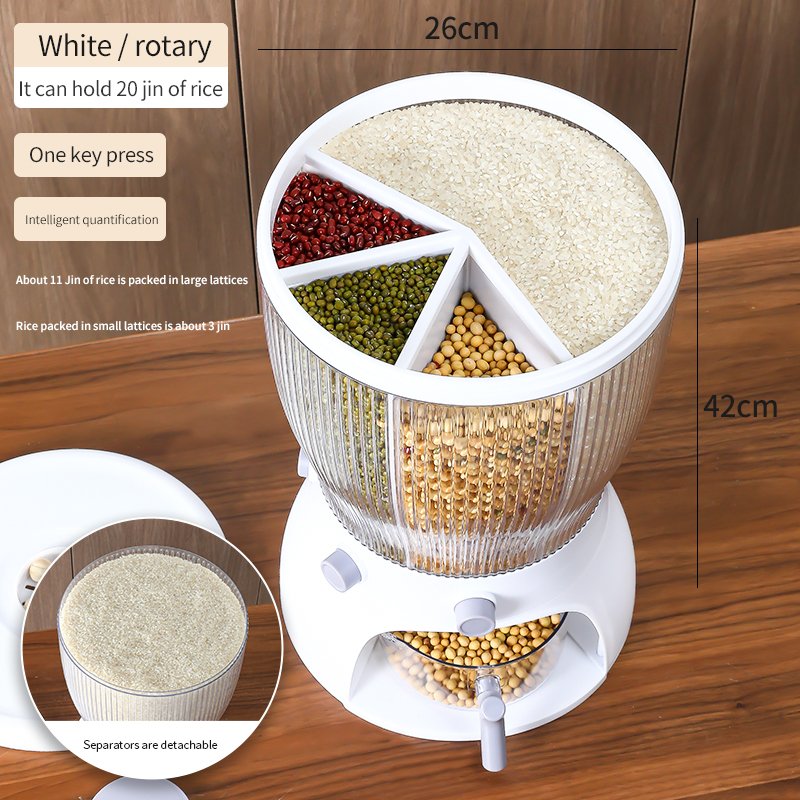 AU CAT Kitchen Storage box rice dispenser food storage & container Rotating Sealed Rice Bucket Household Grain Storage Box
