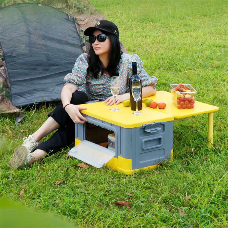 Outdoor Foldable Camping Organizer Plastic Folding Table Box for Storage
