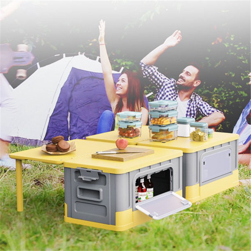 Outdoor Foldable Camping Organizer Plastic Folding Table Box for Storage