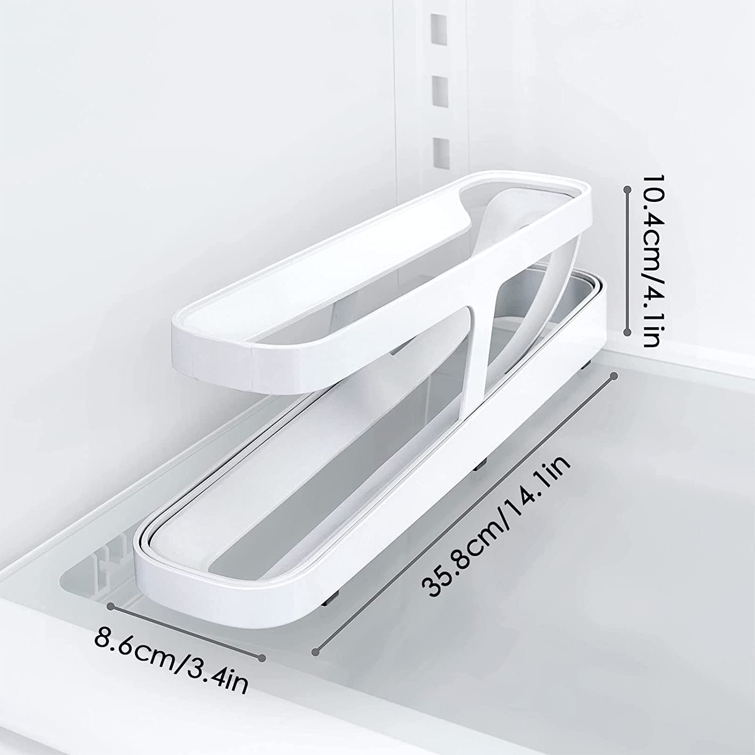 2024 Hot Sale 2 Layer Sliding Egg Storage Box Auto Rolling Egg Storage Container 2 Tier Egg Dispenser For Refrigerator