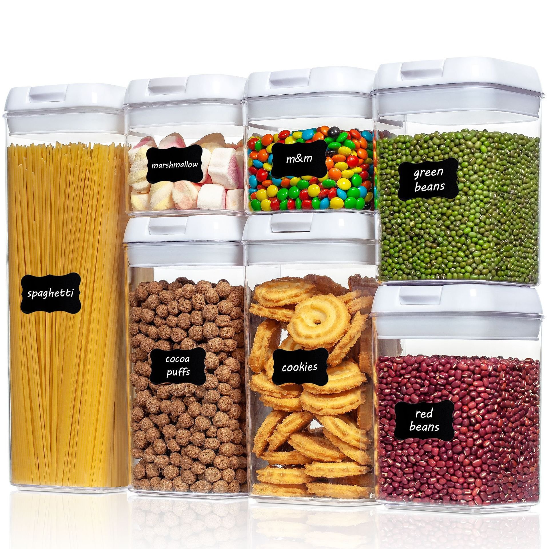 7 pack Airtight Food Storage Containers Sealed Jar Household Plastic Sealed Tank Grain Vacuum Seal Jar For Kitchen