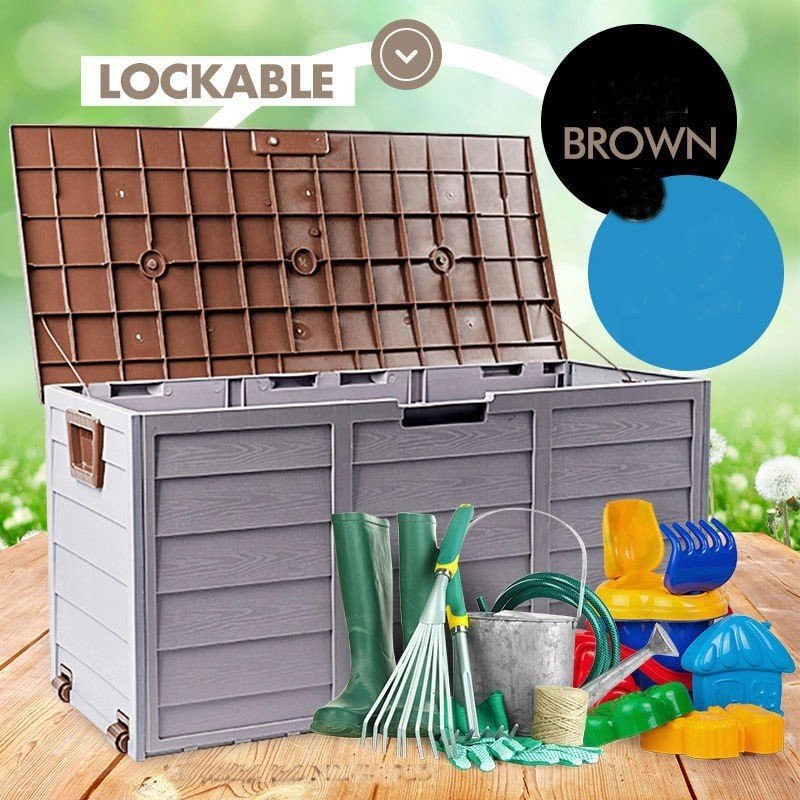290 L plastic garden storage boxes with lids, plastic storage boxes with lids