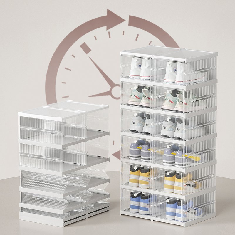 Haixin Free Installation Living Room Furniture Transparent Shoe Racks Stackable Shoe Storage Box