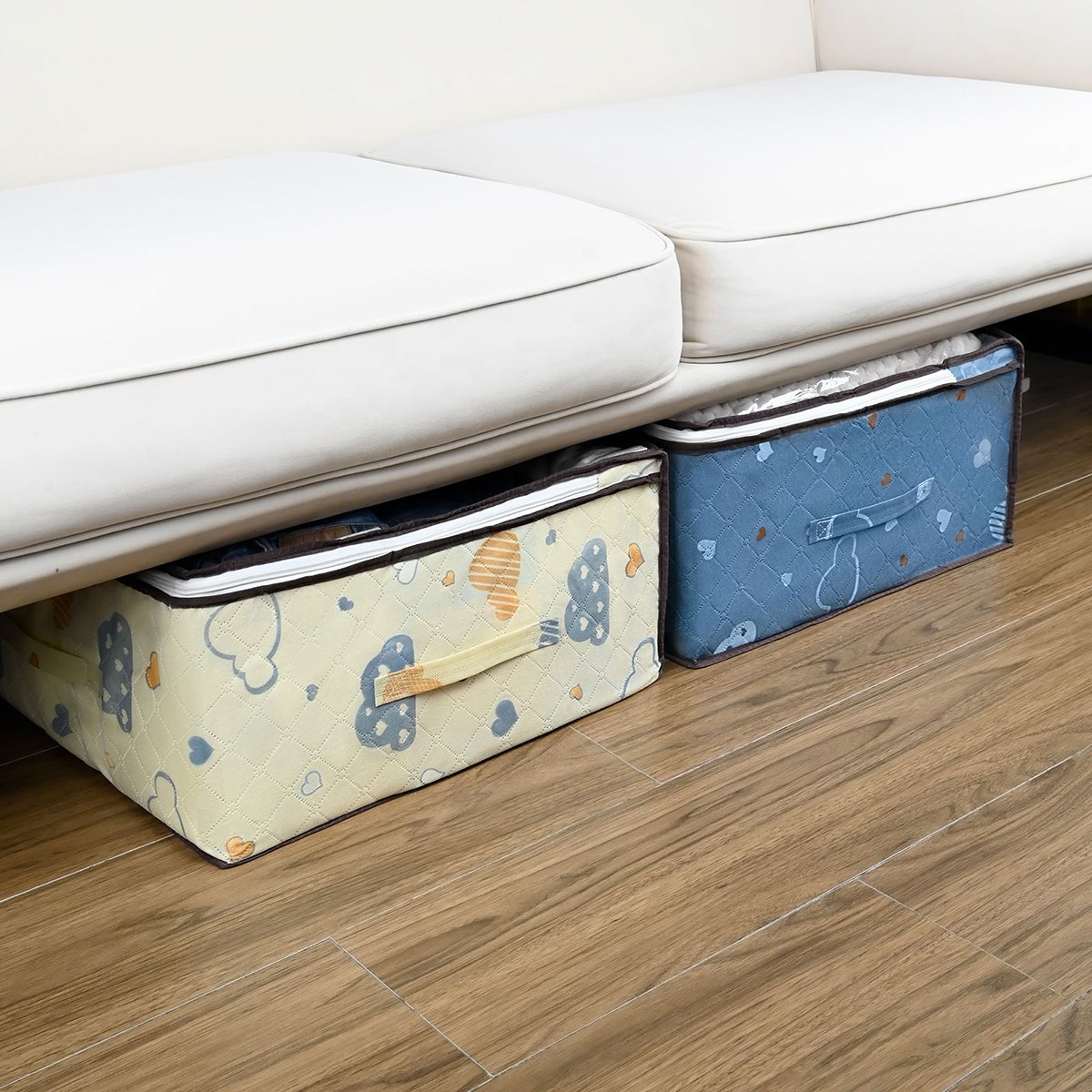 Large Capacity Underbed Storage Bag Portable Foldable Fabric Quilt Wardrobe Clothes Organizer Dustproof Set