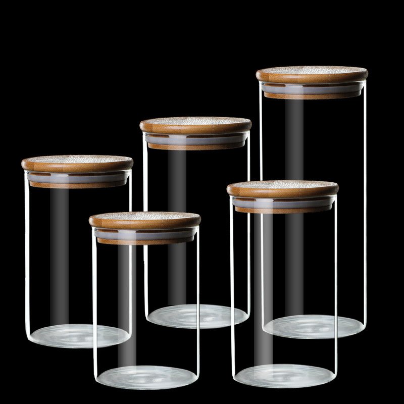 Wholesale Kitchen 101-200ml High Borosilicate Glass Food Storage Containers Glass Spice Honey Jar Packaging with Bamboo Lids