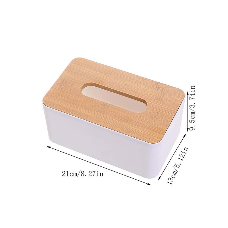 Simple Wooden Lid Plastic Tissue Box Paper Storage Box Home Car Gift Advertisement LOGO Print Napkin Organizer Container