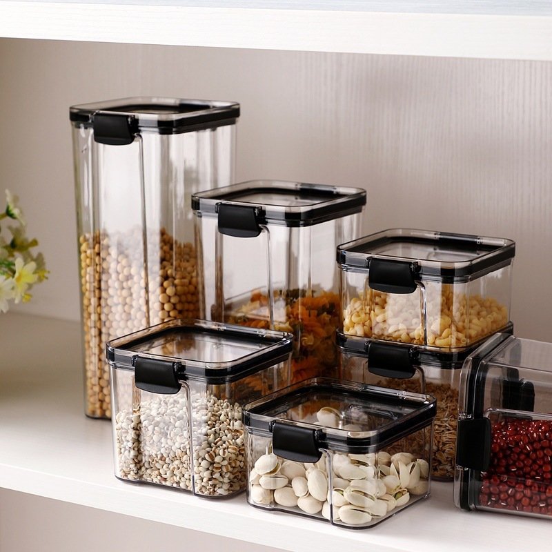 High Quality Dry Food Storage Container Clear Kitchen Storage Box Stackable Transparent Airtight Food Storage Containers Set