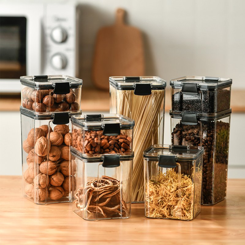 High Quality Dry Food Storage Container Clear Kitchen Storage Box Stackable Transparent Airtight Food Storage Containers Set