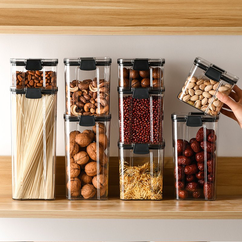 High Quality Dry Food Storage Container Clear Kitchen Storage Box Stackable Transparent Airtight Food Storage Containers Set