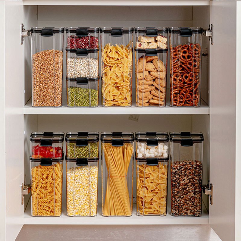 High Quality Dry Food Storage Container Clear Kitchen Storage Box Stackable Transparent Airtight Food Storage Containers Set