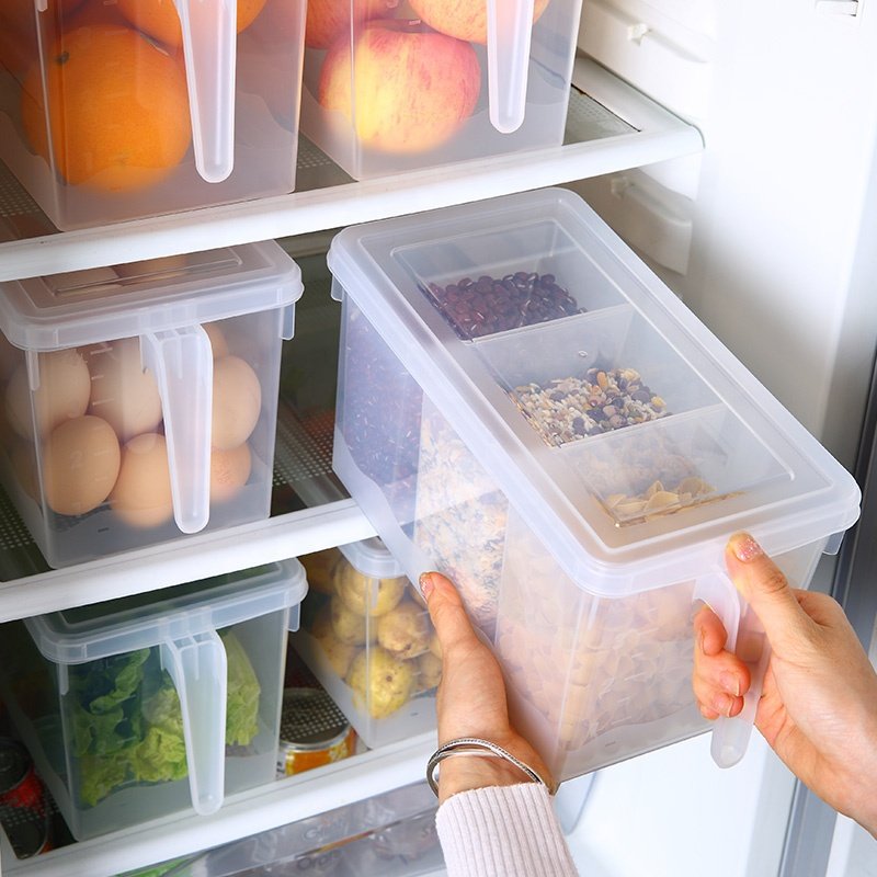Household in-house food storage box freezer safe BPA free clear plastic food drawers organizer with lid