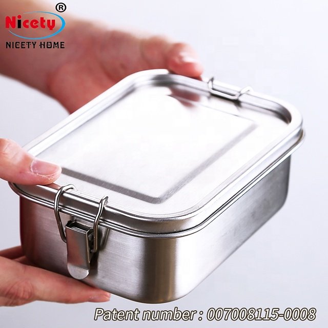 New Design Airtight Stainless Steel Food Storage Container Metal Lunch Box Silicone Seal Ring 304 Bento Lunch Box