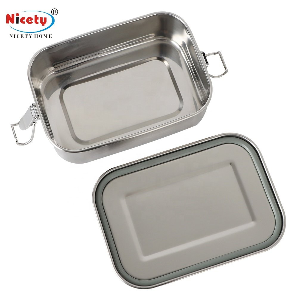 New Design Airtight Stainless Steel Food Storage Container Metal Lunch Box Silicone Seal Ring 304 Bento Lunch Box