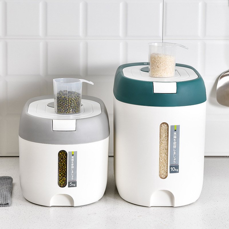10kg Rice Storage Container Thicken Plastic Bucket Pantry Airtight Dry Food Container Sealed Grain Bin for Kitchen
