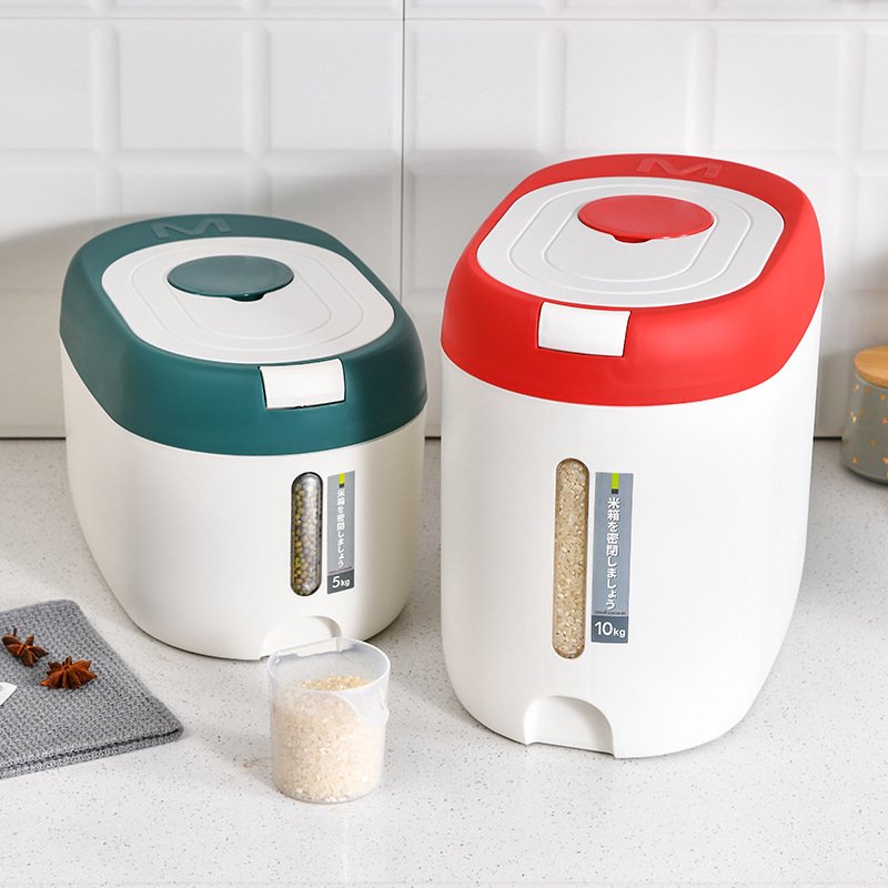 10kg Rice Storage Container Thicken Plastic Bucket Pantry Airtight Dry Food Container Sealed Grain Bin for Kitchen