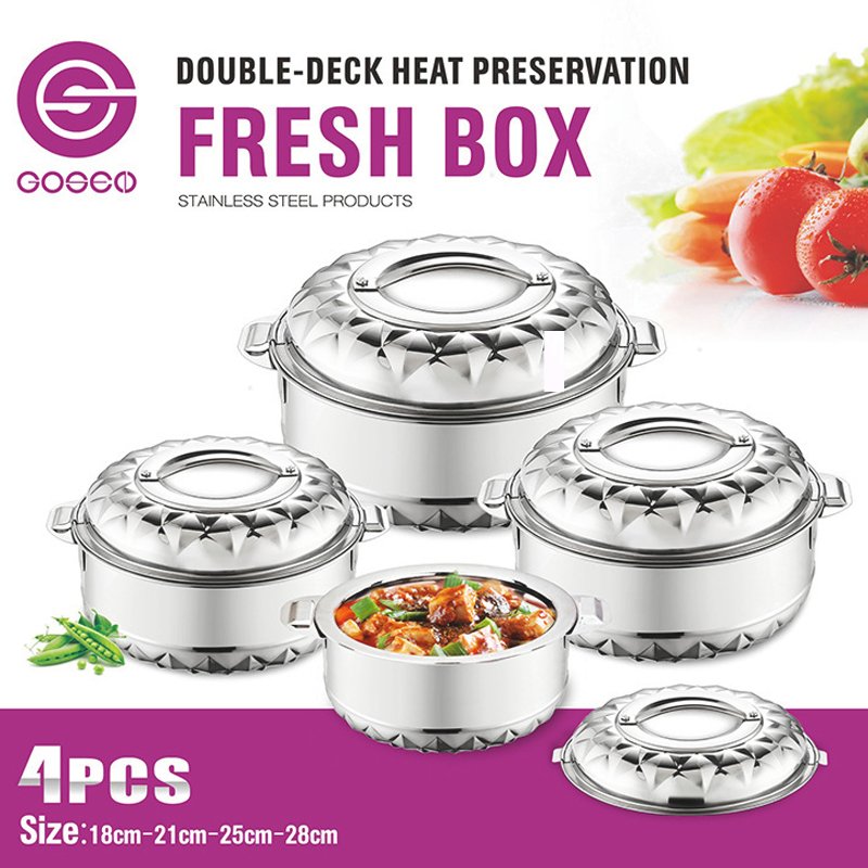 Factory Outlet 6PCS Stainless Steel Pot Set Large Capacity Food Storage Box Heat Preservation Fresh Box Food Warmer Container