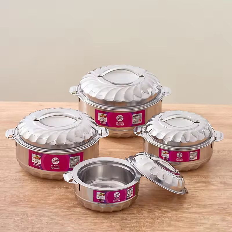 Factory Outlet 6PCS Stainless Steel Pot Set Large Capacity Food Storage Box Heat Preservation Fresh Box Food Warmer Container
