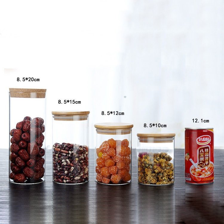Pantry Clear Round Glass Canister Glass Food Storage Jars with Lids for Flour Oat Pasta Tea Coffee Bean