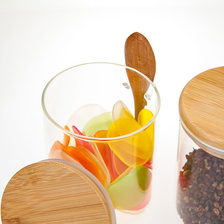 Pantry Clear Round Glass Canister Glass Food Storage Jars with Lids for Flour Oat Pasta Tea Coffee Bean