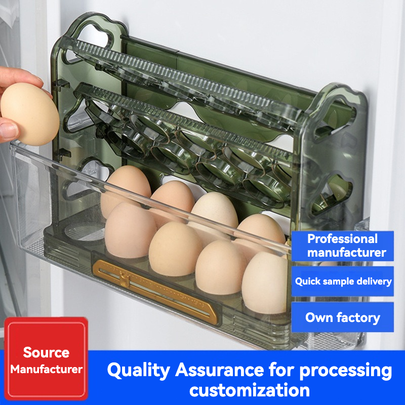 Household large capacity egg storage box refrigerator side door dedicated multi-layer egg storage rack egg carton automatic flip